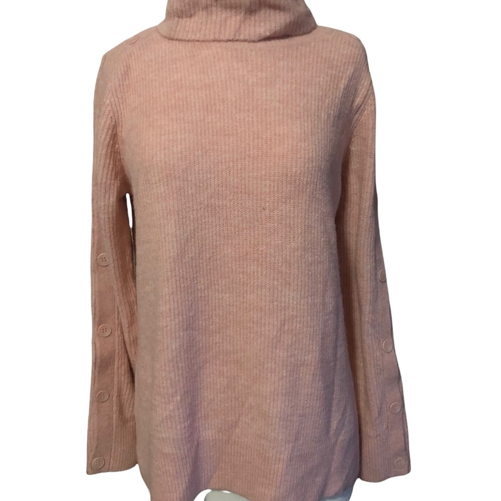 NWT Nordstrom Halogen Button Sleeve Turtleneck Pink Bride Color Size Small